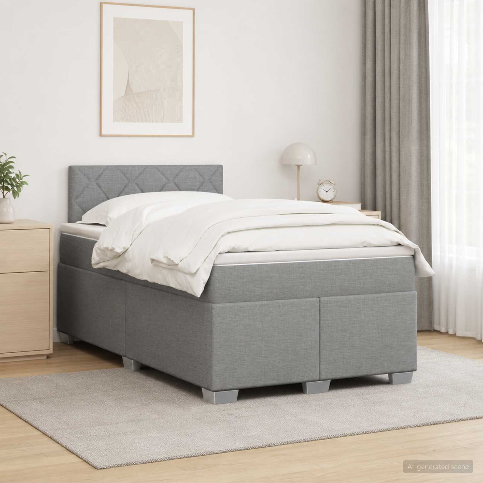 Lit de box spring avec matelas et LED Gris clair 120 x 190 cm