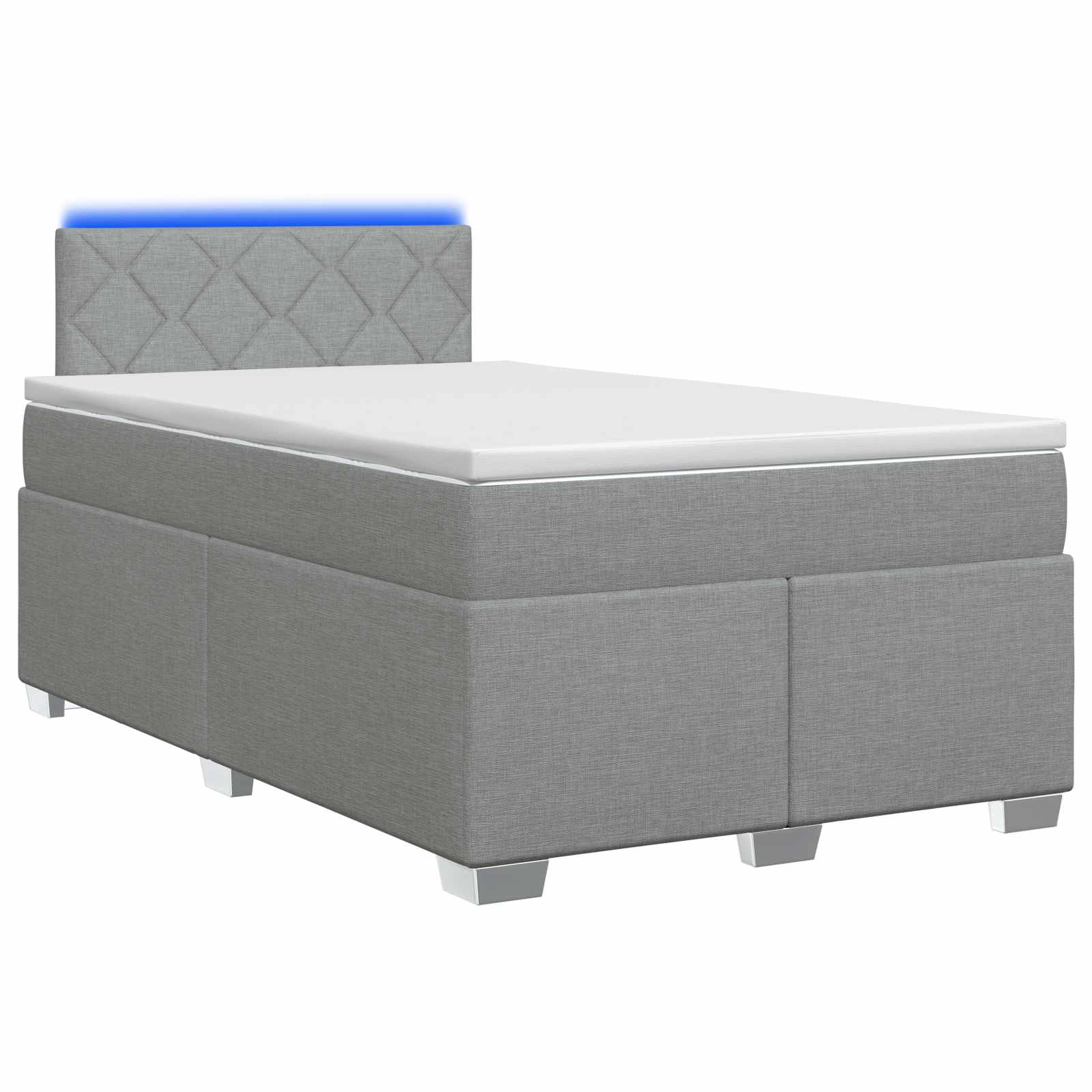 Lit de box spring avec matelas et LED Gris clair 120 x 190 cm