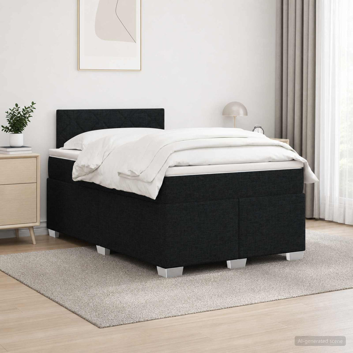 Lit de box spring avec matelas et LED Noir 120 x 190 cm Tissu