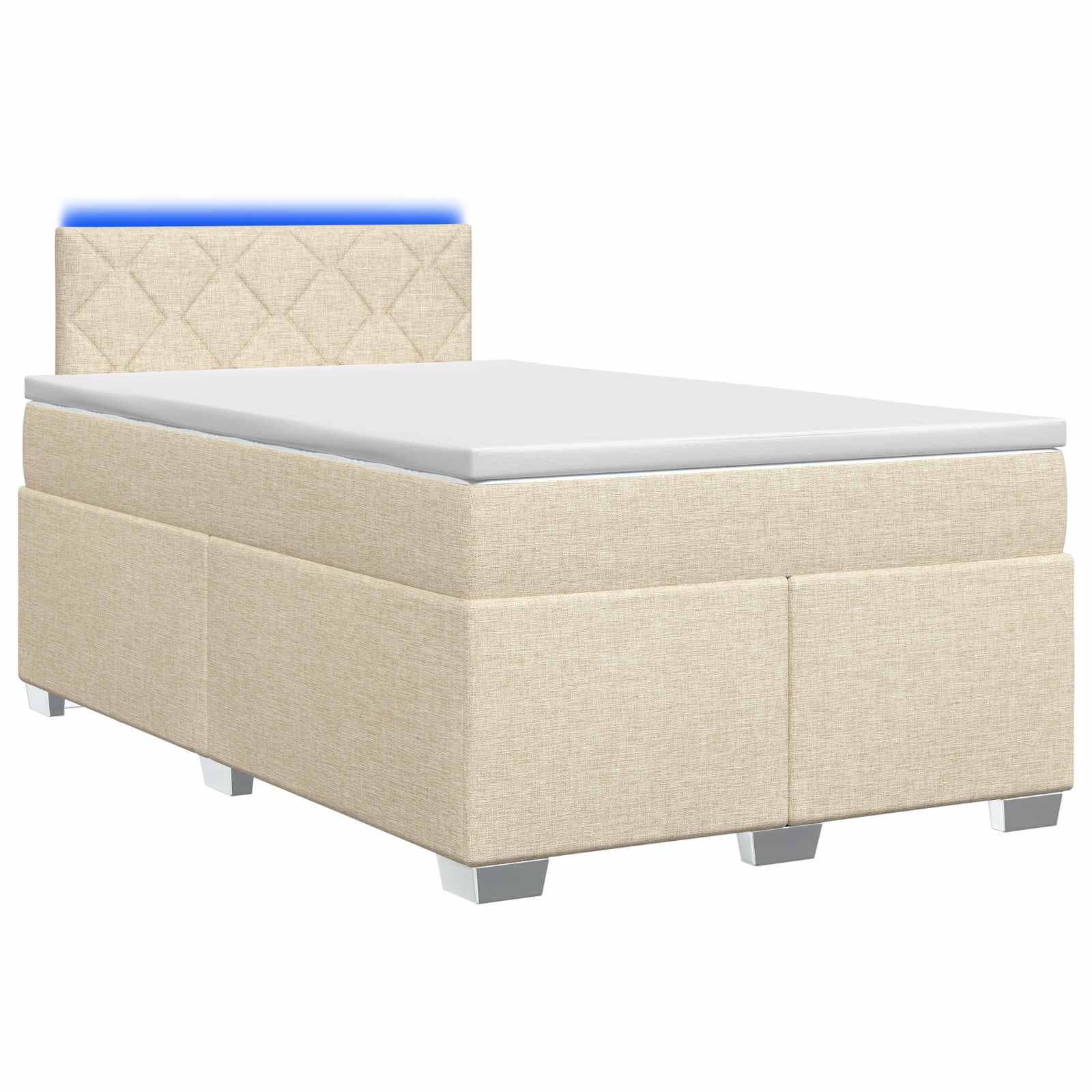 Lit de box spring avec matelas et LED Crème 120 x 200 cm Tissu