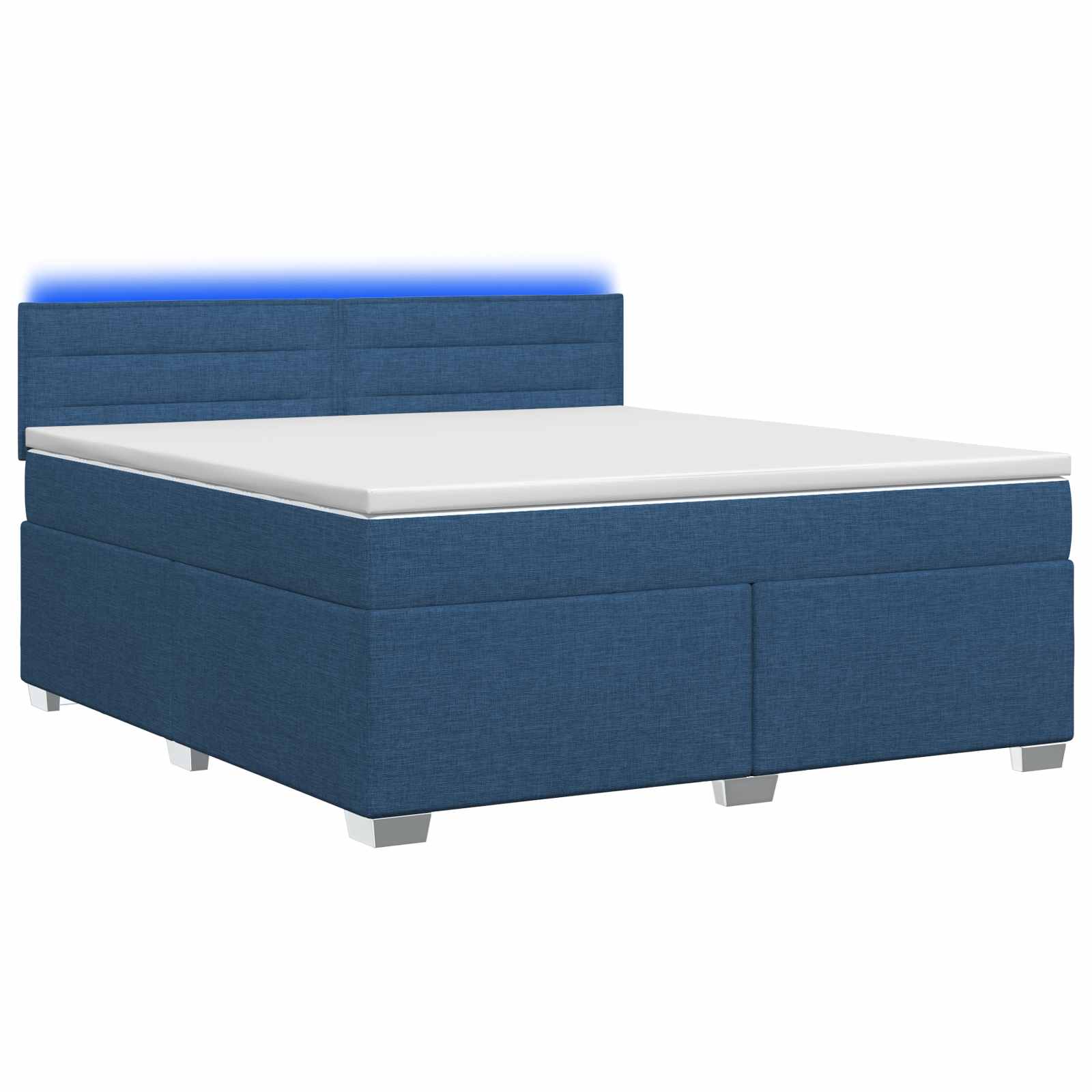 Lit de box spring avec matelas et LED Bleu 140 x 190 cm Tissu