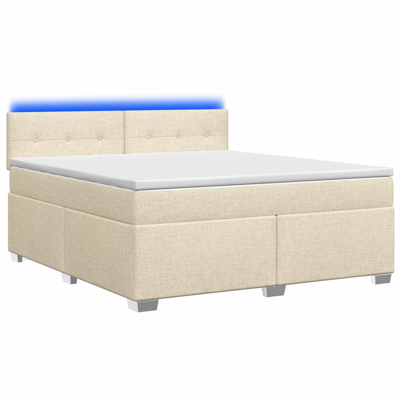 Lit de box spring avec matelas et LED Crème 140 x 190 cm Tissu