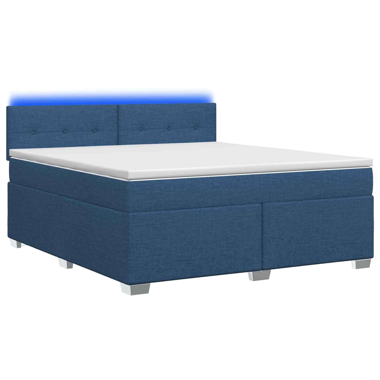 Lit de box spring avec matelas et LED Bleu 140 x 190 cm Tissu