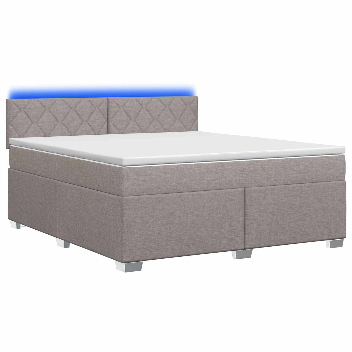 Lit de box spring avec matelas et LED Taupe 140 x 200 cm Tissu