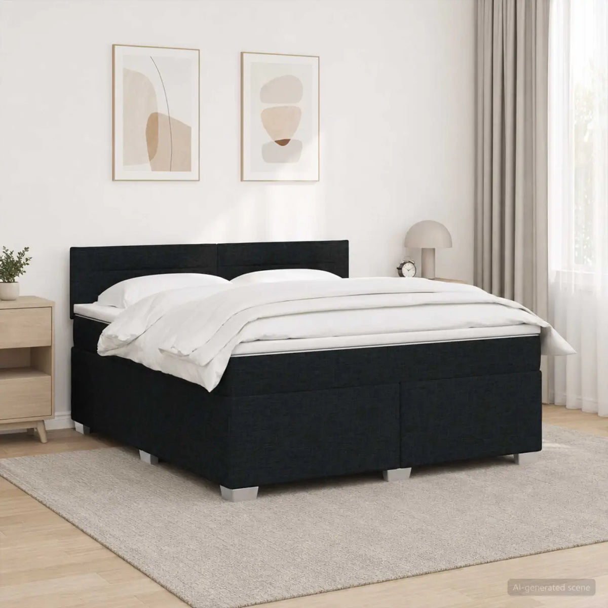Lit de box spring avec matelas et LED Noir 160 x 200 cm Tissu - XIOS