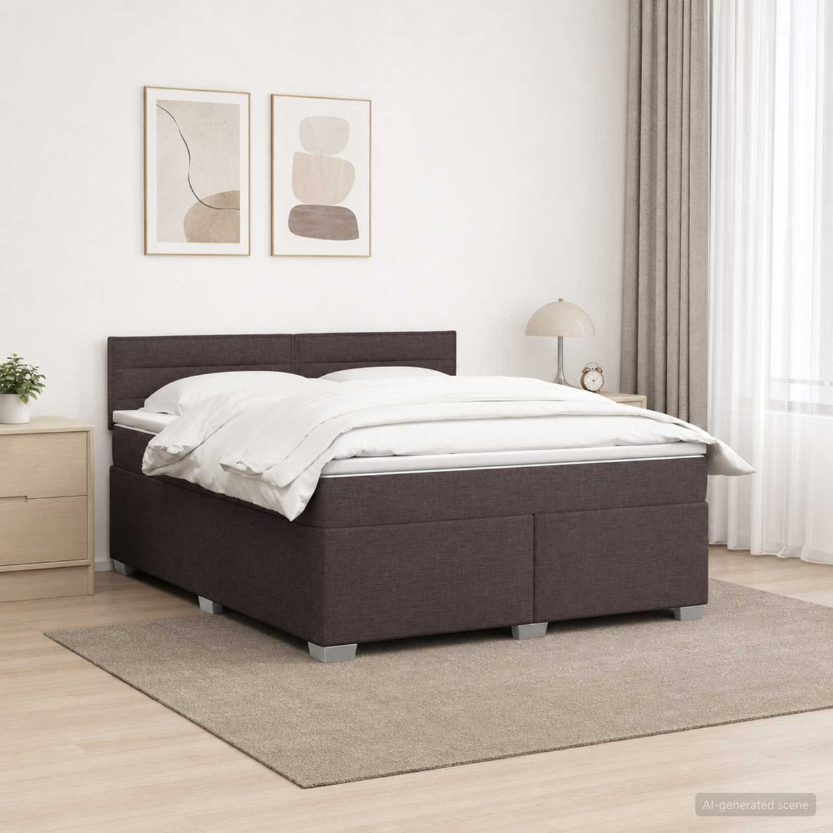 Lit de box spring avec matelas et LED Marron foncé 140 x 200 cm