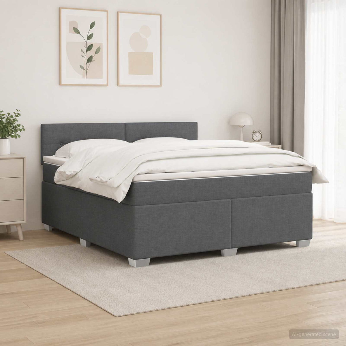 Lit de box spring avec matelas et LED Gris foncé 140 x 190 cm