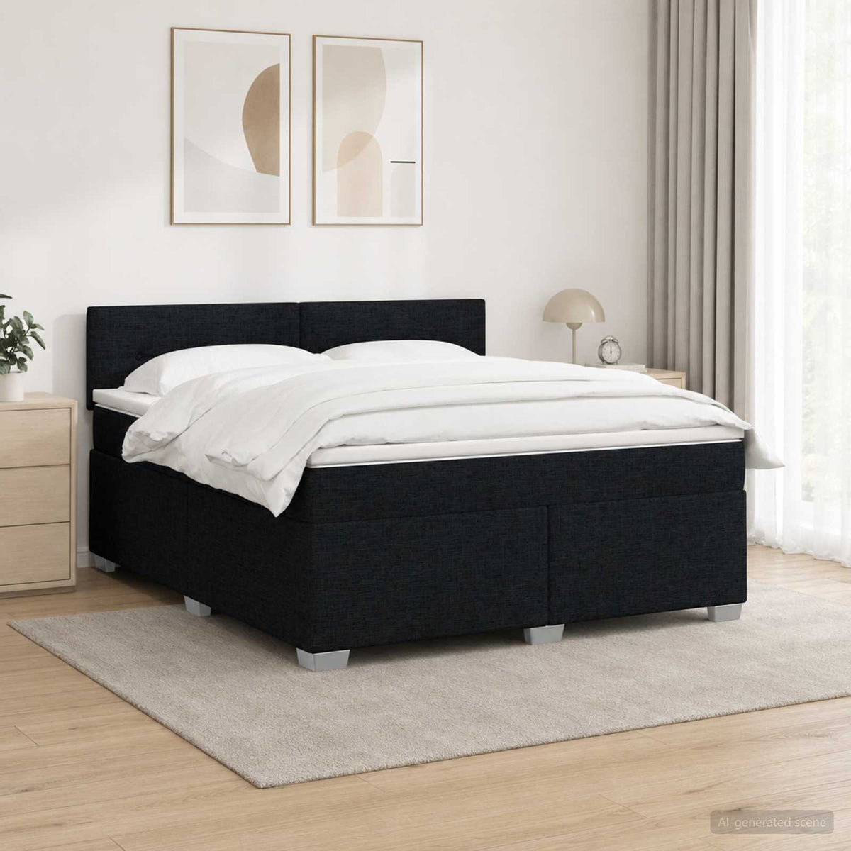Lit de box spring avec matelas et LED Noir 140 x 200 cm Tissu