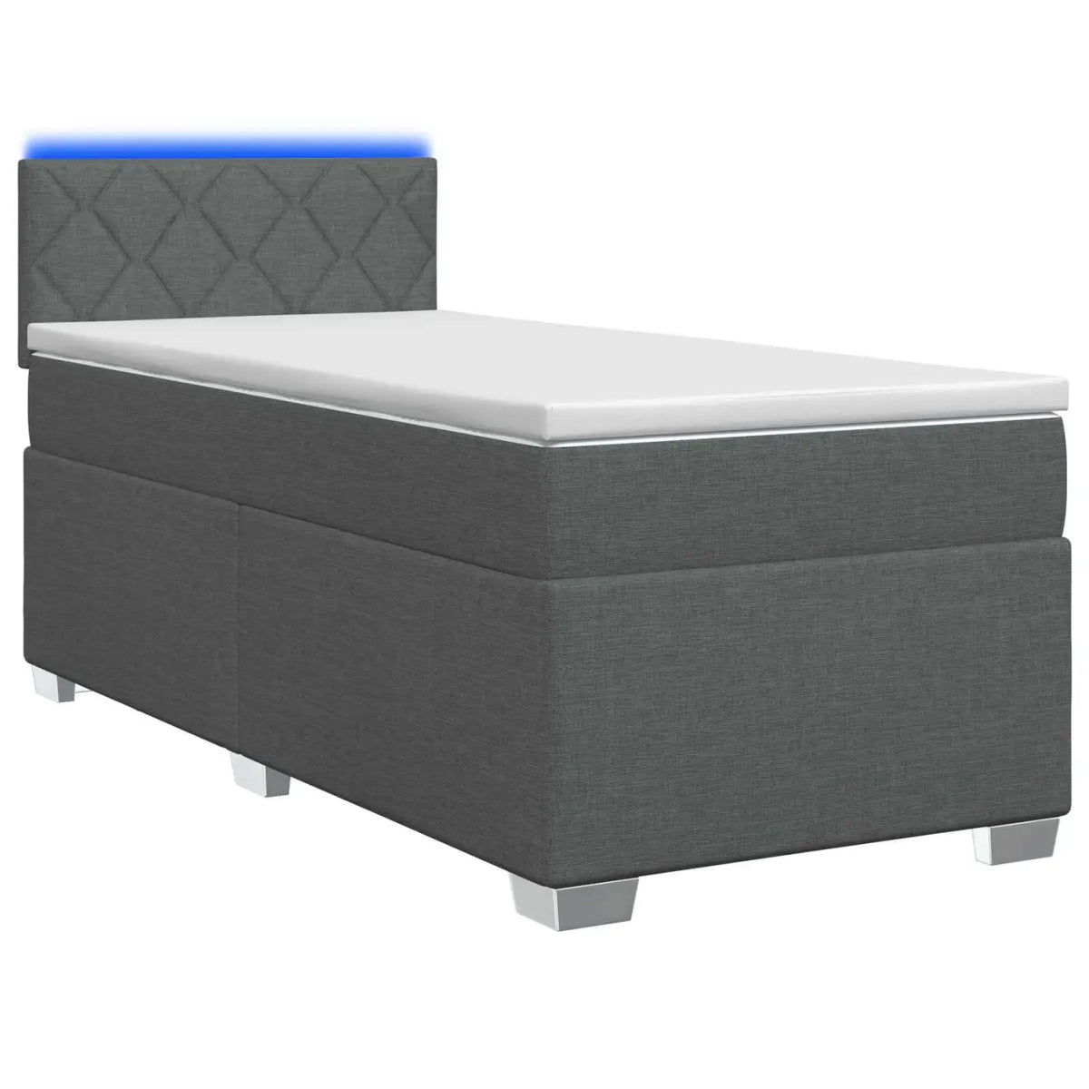 Lit de box spring avec matelas et LED Gris foncé Simple Tissu - XIOS