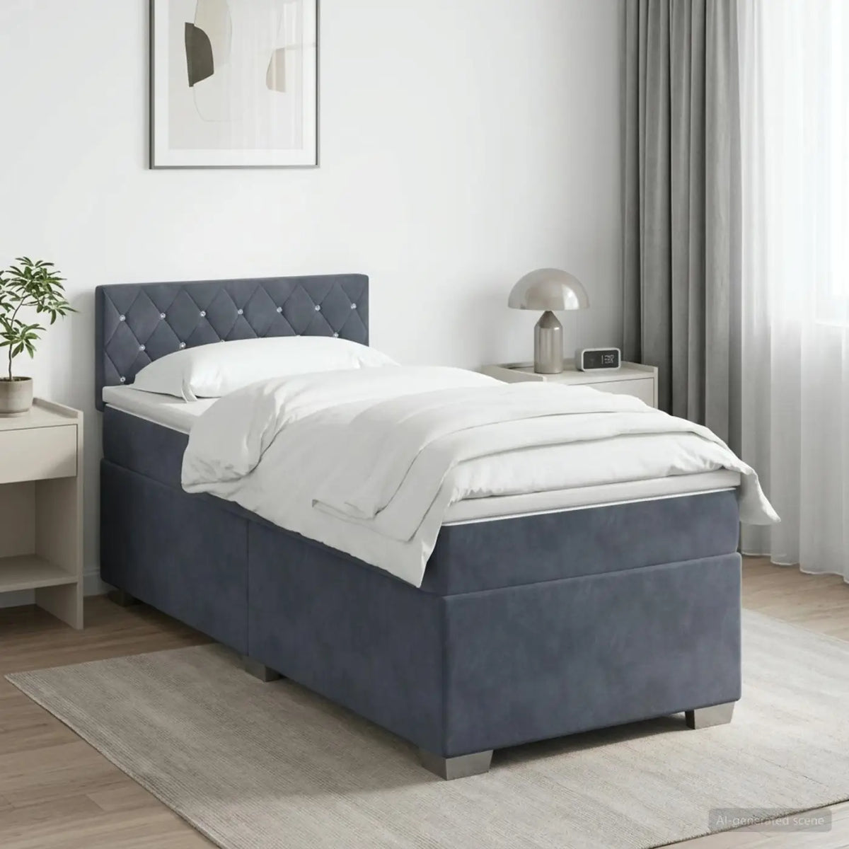 Lit de box spring avec matelas et LED Gris foncé 80 x 200 cm - XIOS