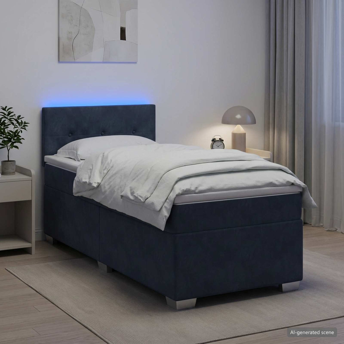 Lit de box spring avec matelas et LED Gris foncé 90 x 190 cm