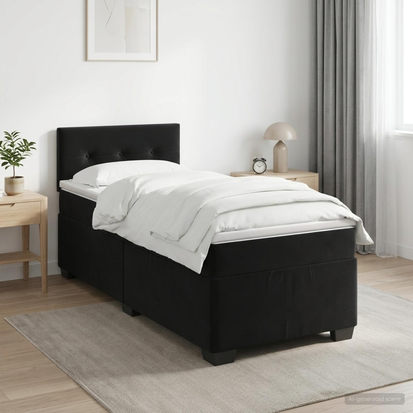 Lit de box spring avec matelas et LED Noir 90 x 200 cm Velours