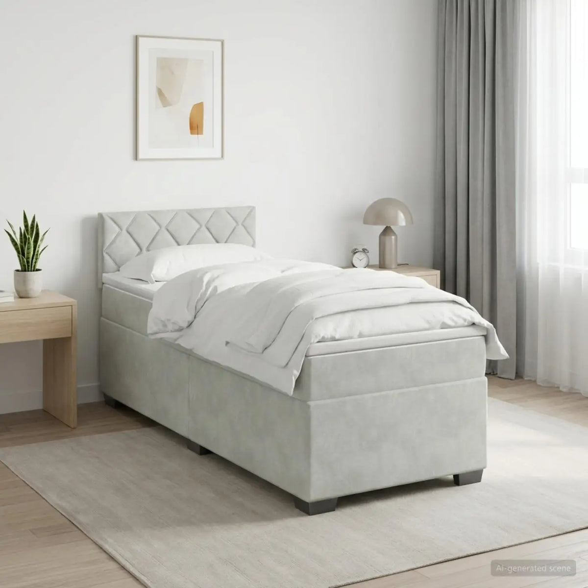 Lit de box spring avec matelas et LED Gris clair Simple Velours - XIOS