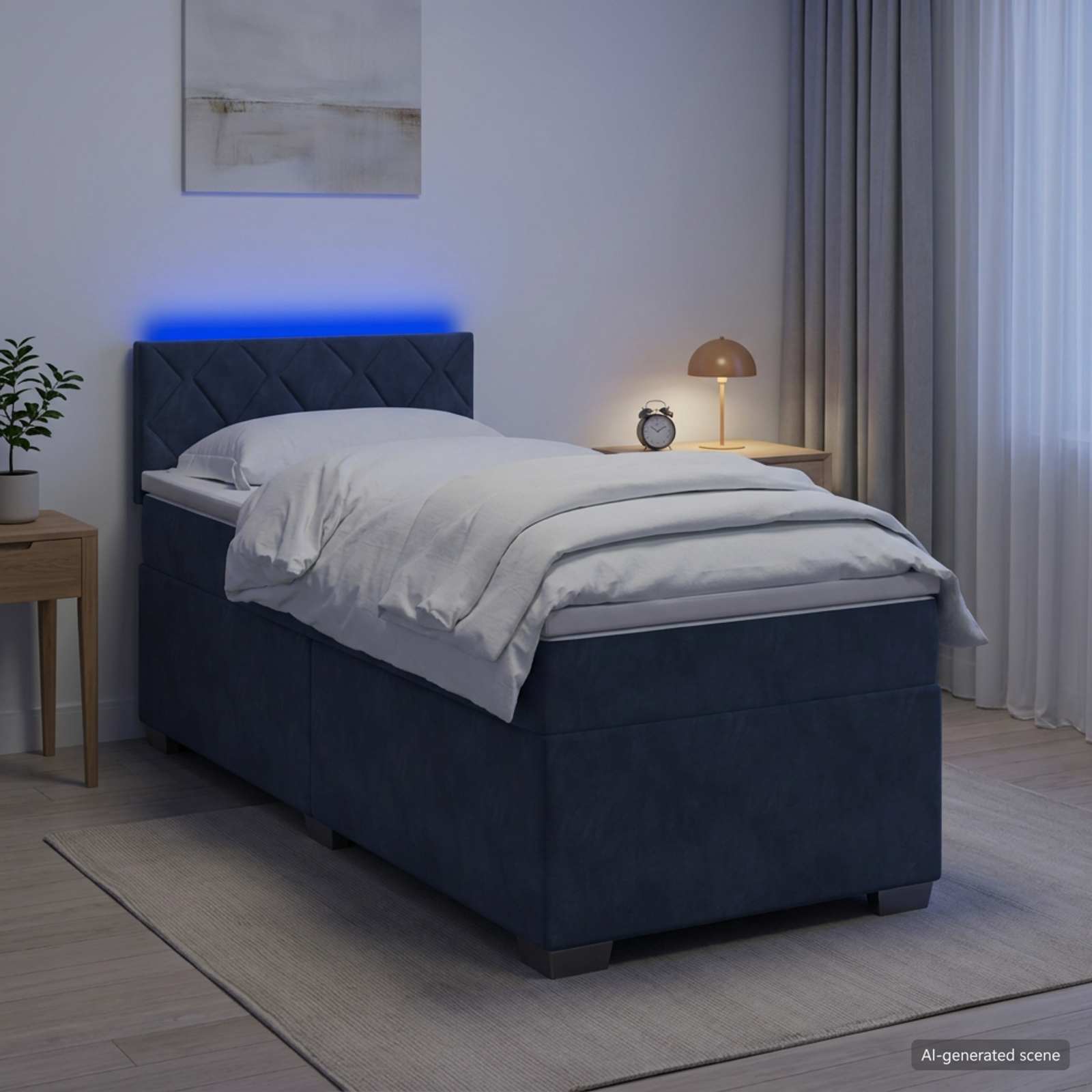 Lit de box spring avec matelas et LED Gris foncé 100 x 200 cm