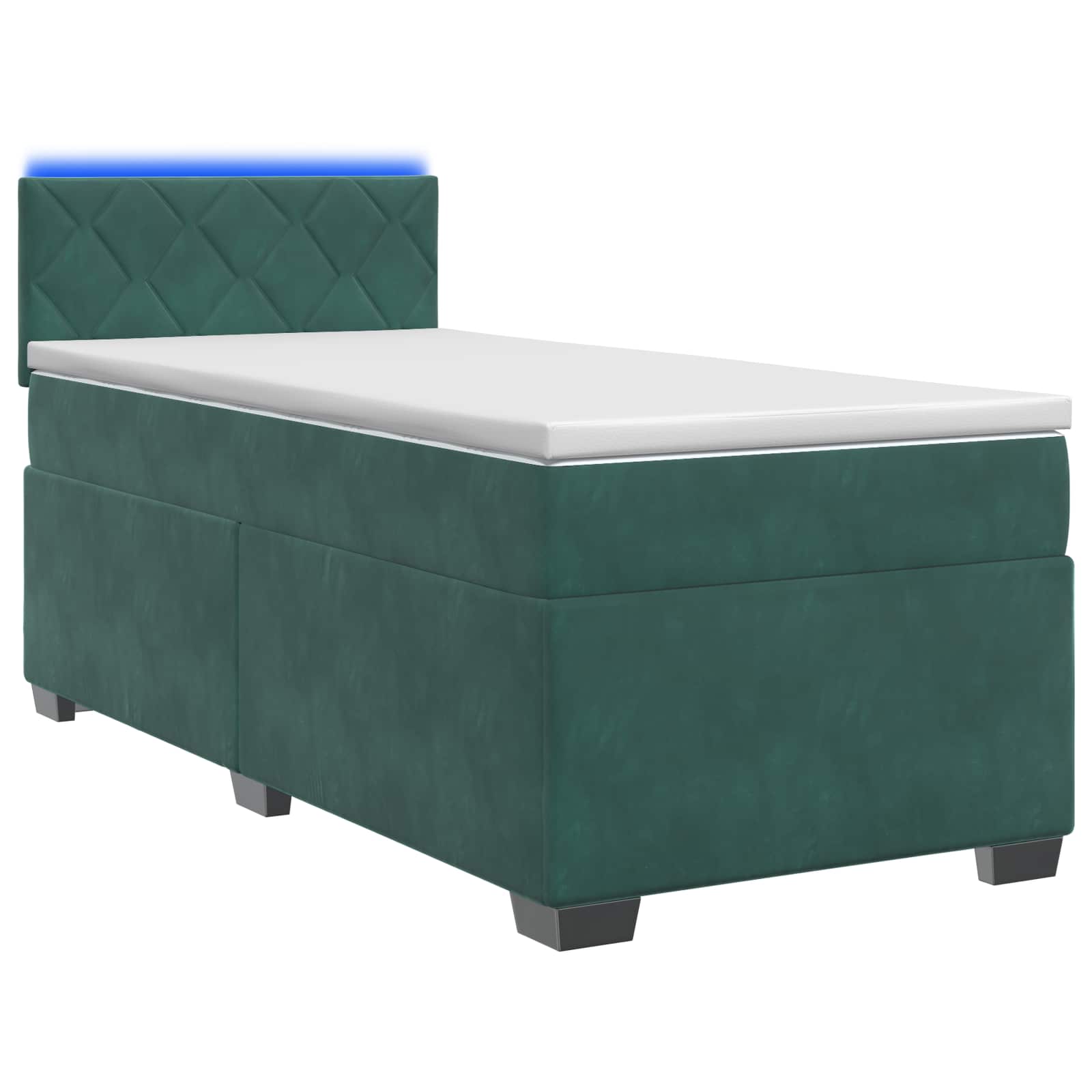 Lit de box spring avec matelas et LED Vert foncé 80 x 200 cm