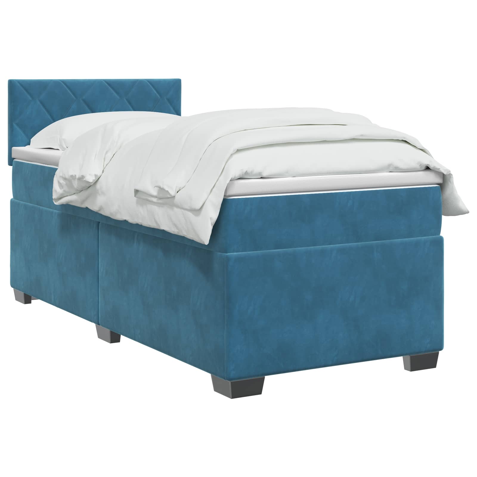 Lit de box spring avec matelas et LED Bleu 80 x 200 cm Velours