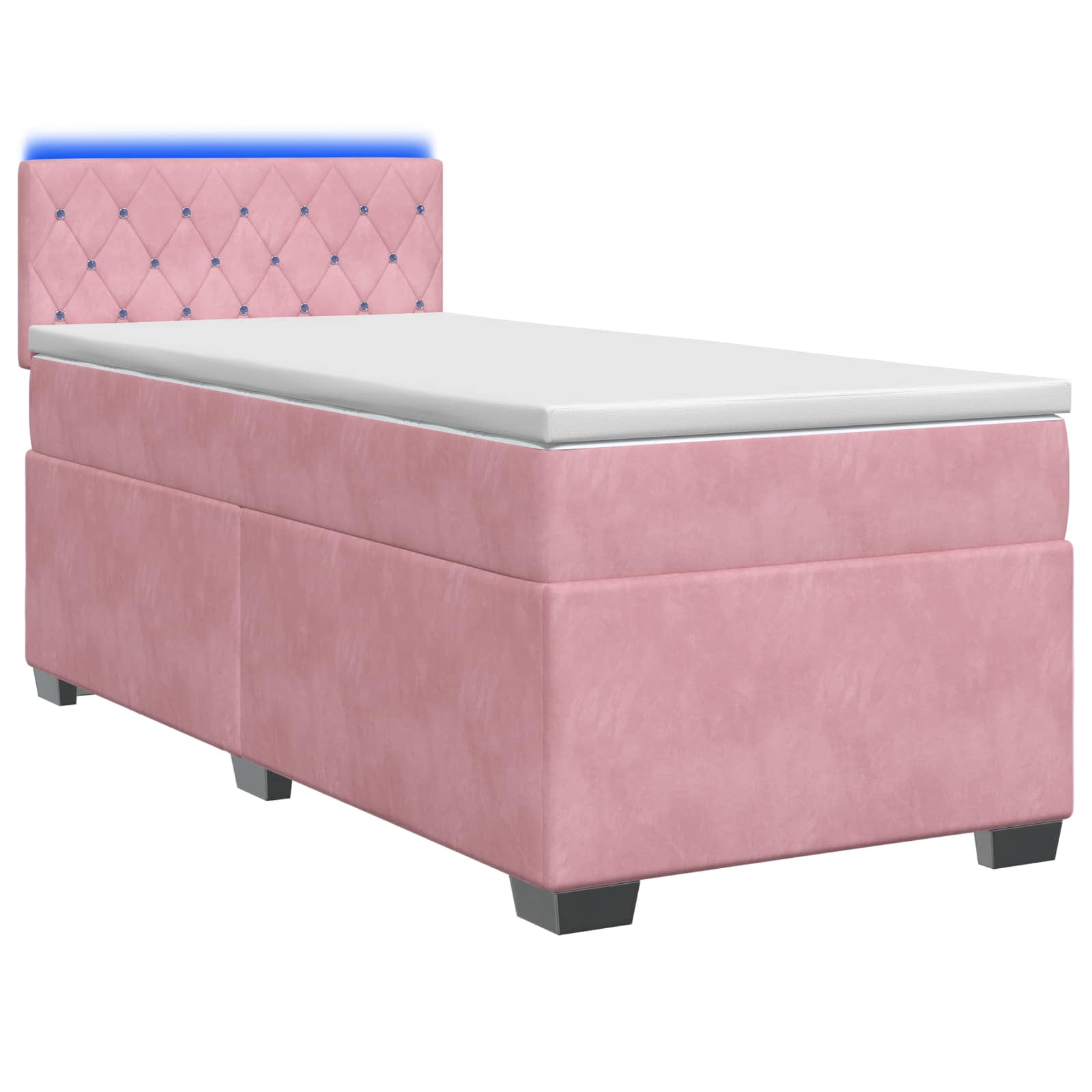 Lit de box spring avec matelas et LED Rose 100 x 200 cm Velours - XIOS
