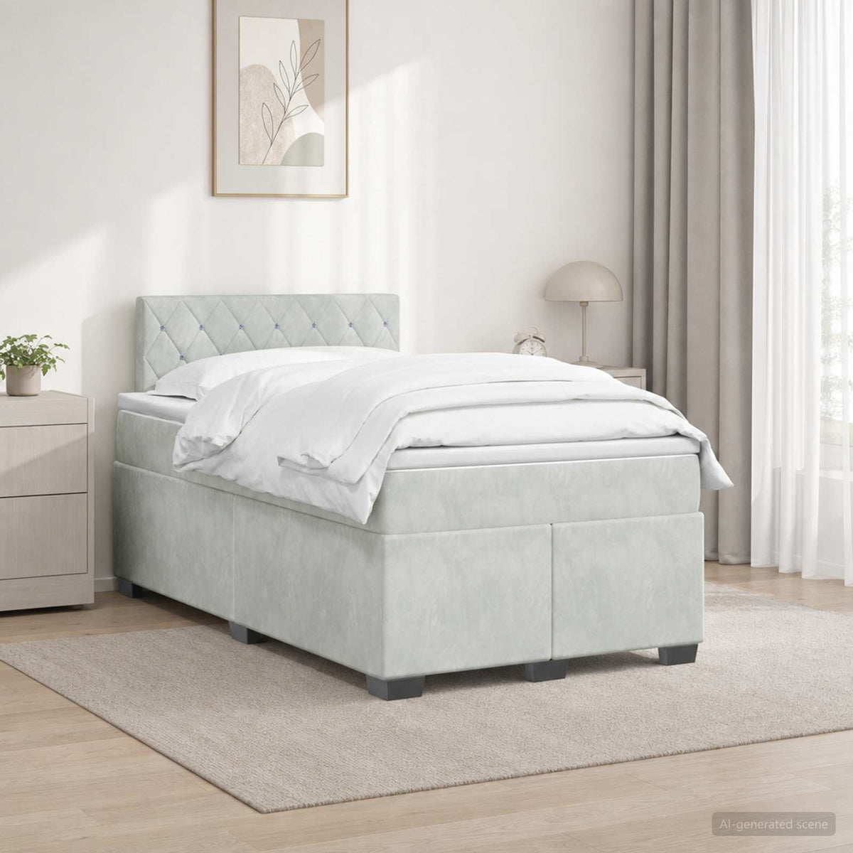Lit de box spring avec matelas et LED Gris clair 120 x 200 cm