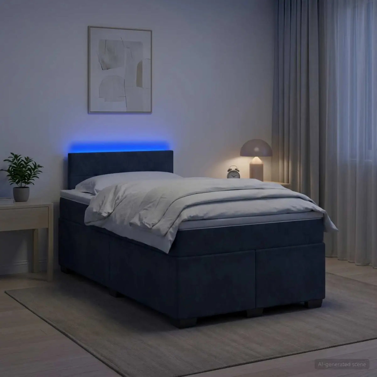 Lit de box spring avec matelas et LED Gris foncé 120 x 200 cm - XIOS