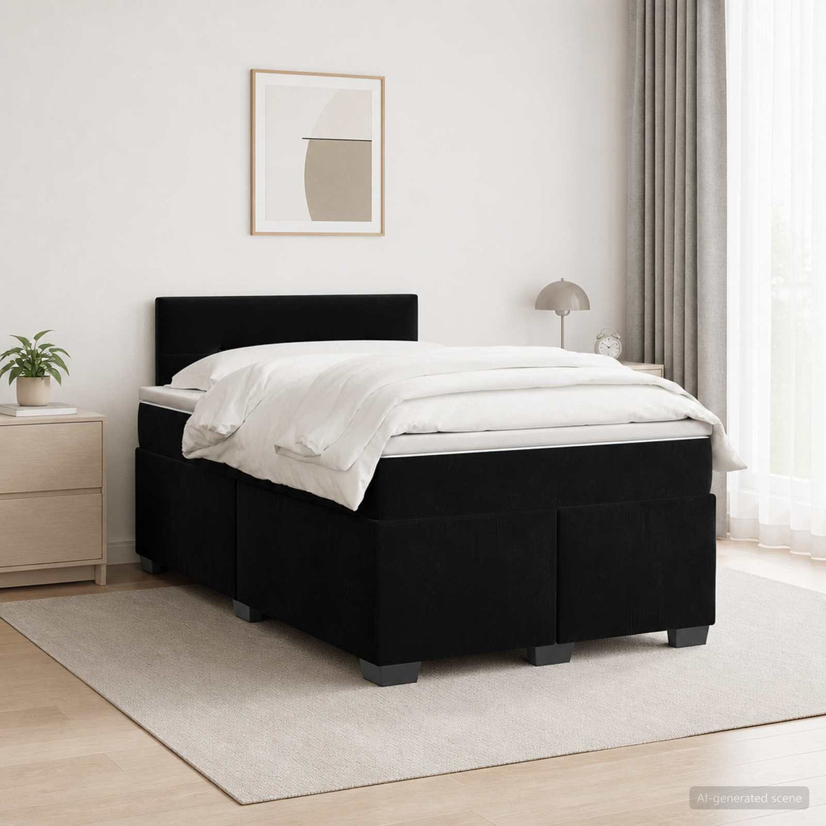 Lit de box spring avec matelas et LED Noir 120 x 200 cm Velours