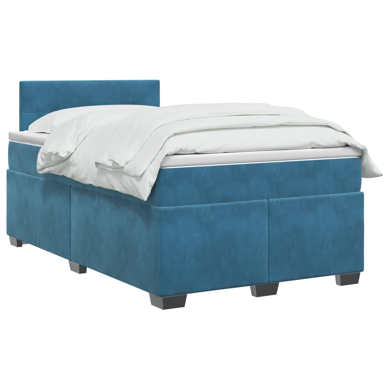 Lit de box spring avec matelas et LED Bleu 120 x 190 cm Velours
