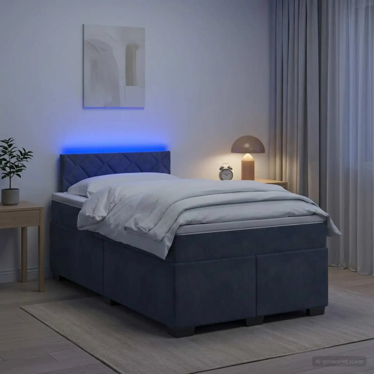 Lit de box spring avec matelas et LED Gris foncé 120 x 200 cm - XIOS