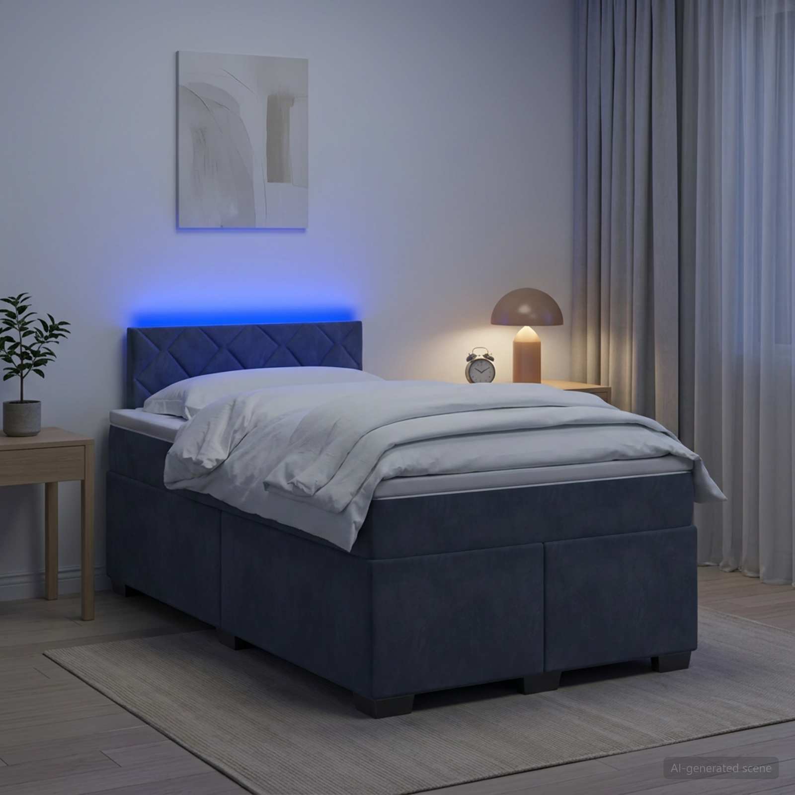 Lit de box spring avec matelas et LED Gris foncé 120 x 190 cm