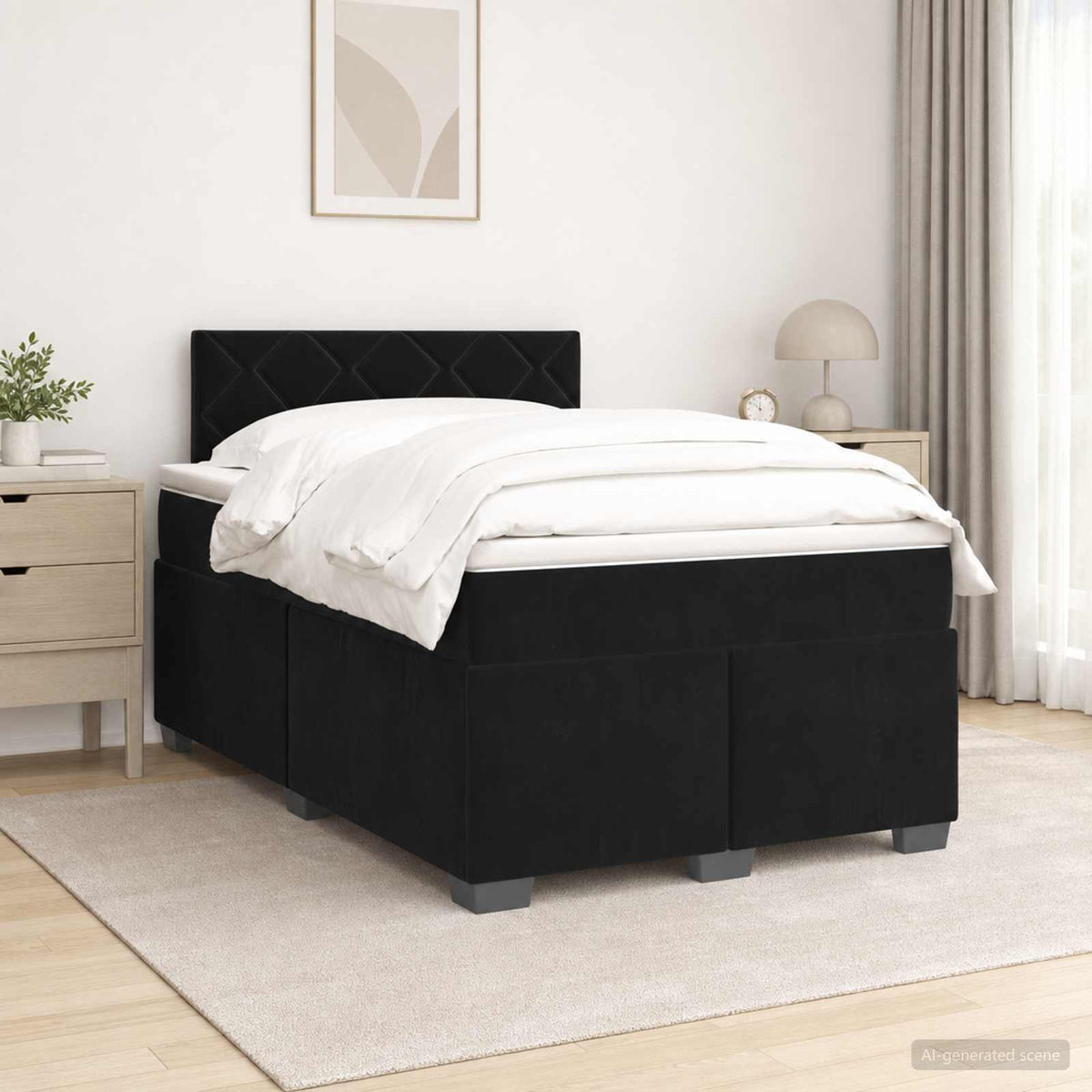 Lit de box spring avec matelas et LED Noir 120 x 200 cm Velours