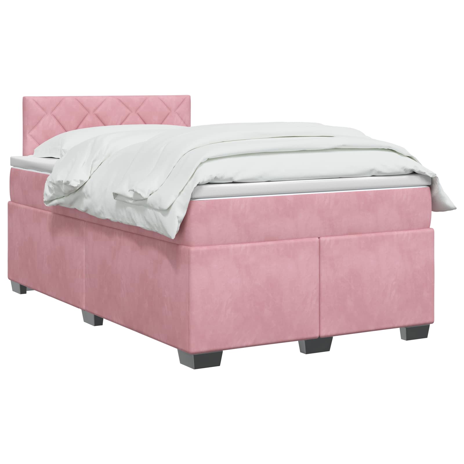 Lit de box spring avec matelas et LED Rose 120 x 190 cm Velours