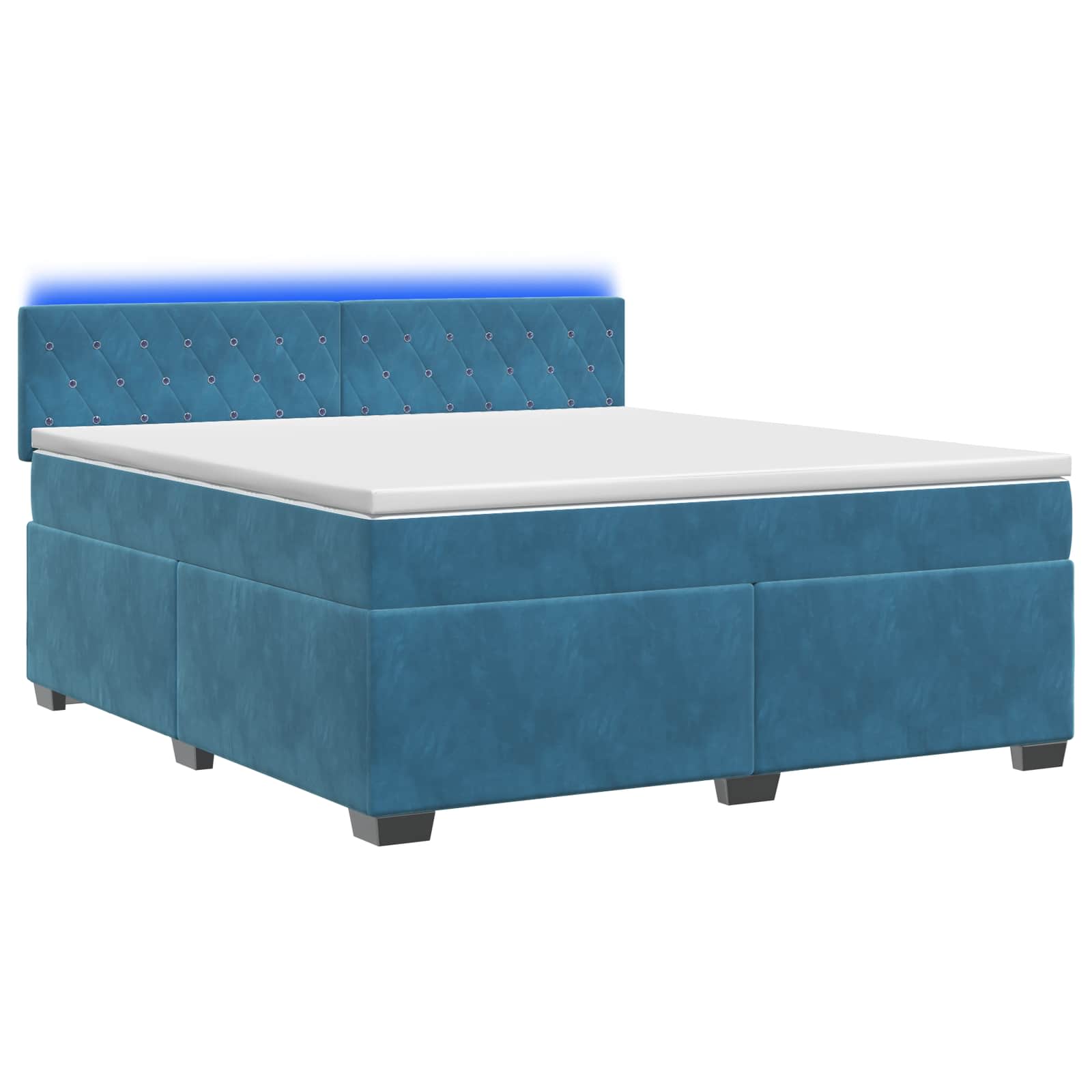 Lit de box spring avec matelas et LED Bleu 140 x 190 cm Velours