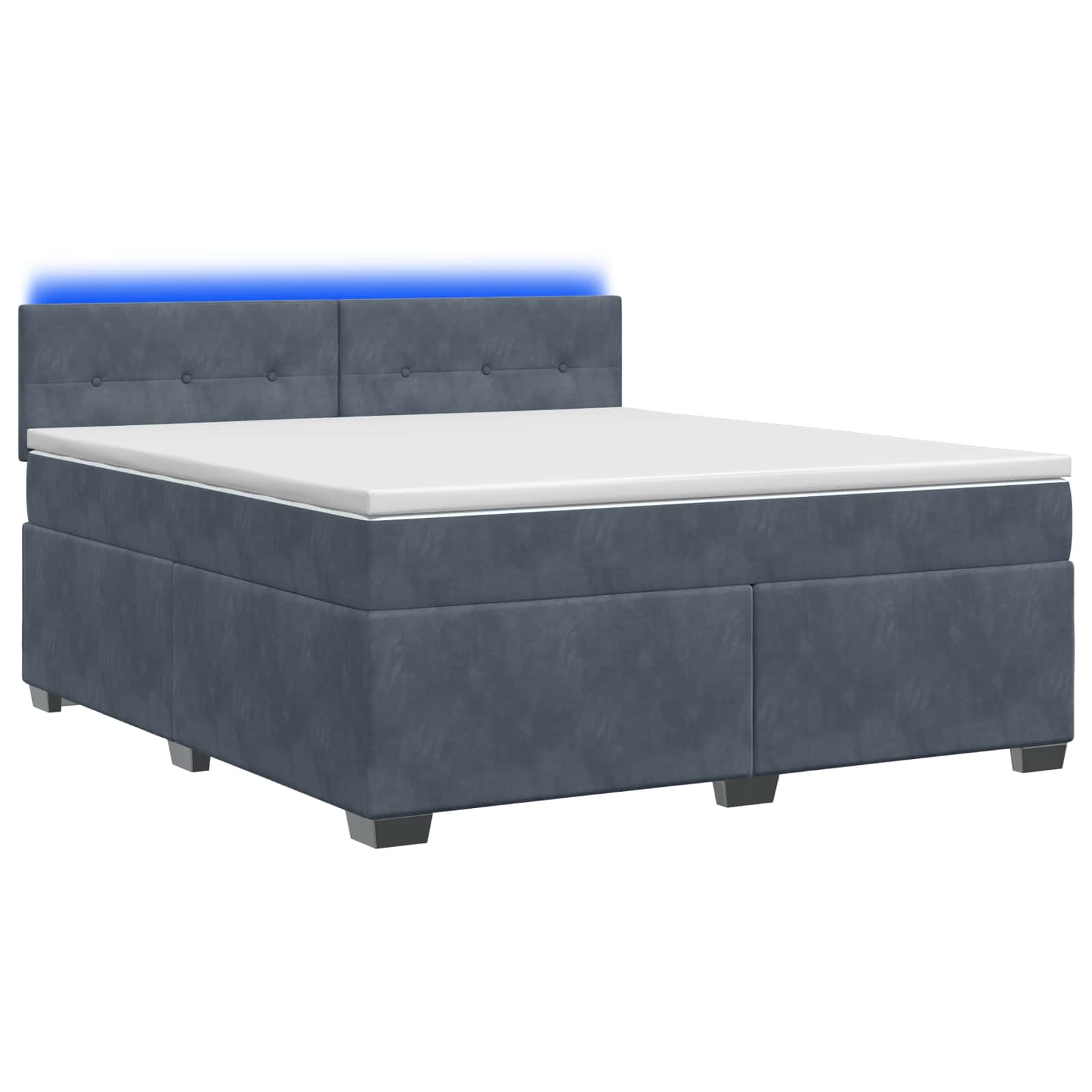 Lit de box spring avec matelas et LED Gris foncé 140 x 190 cm