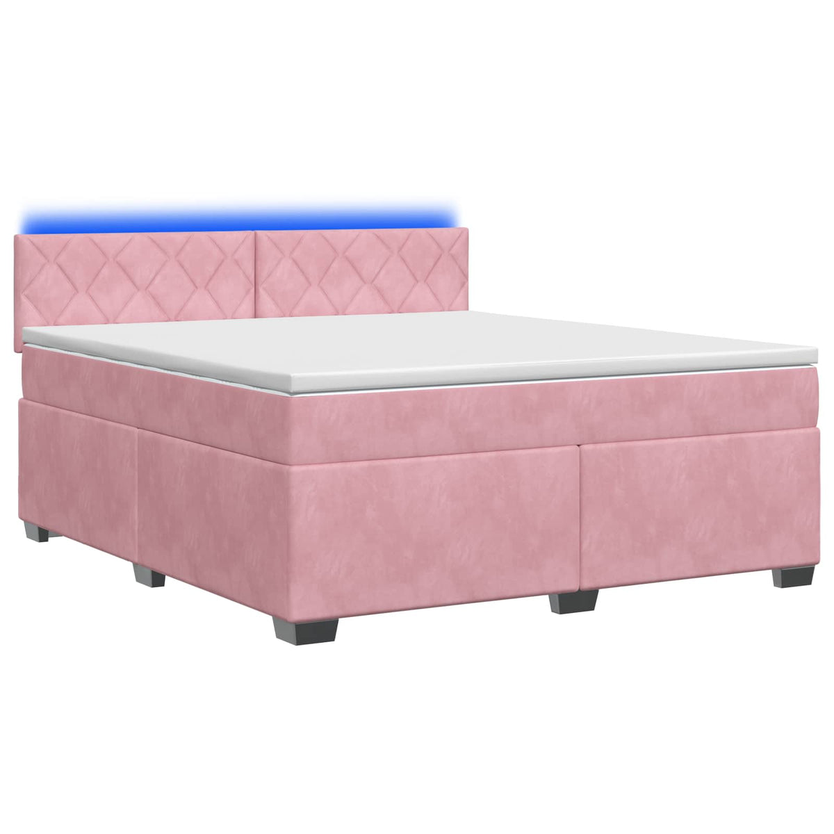 Lit de box spring avec matelas et LED Rose 140 x 200 cm Velours