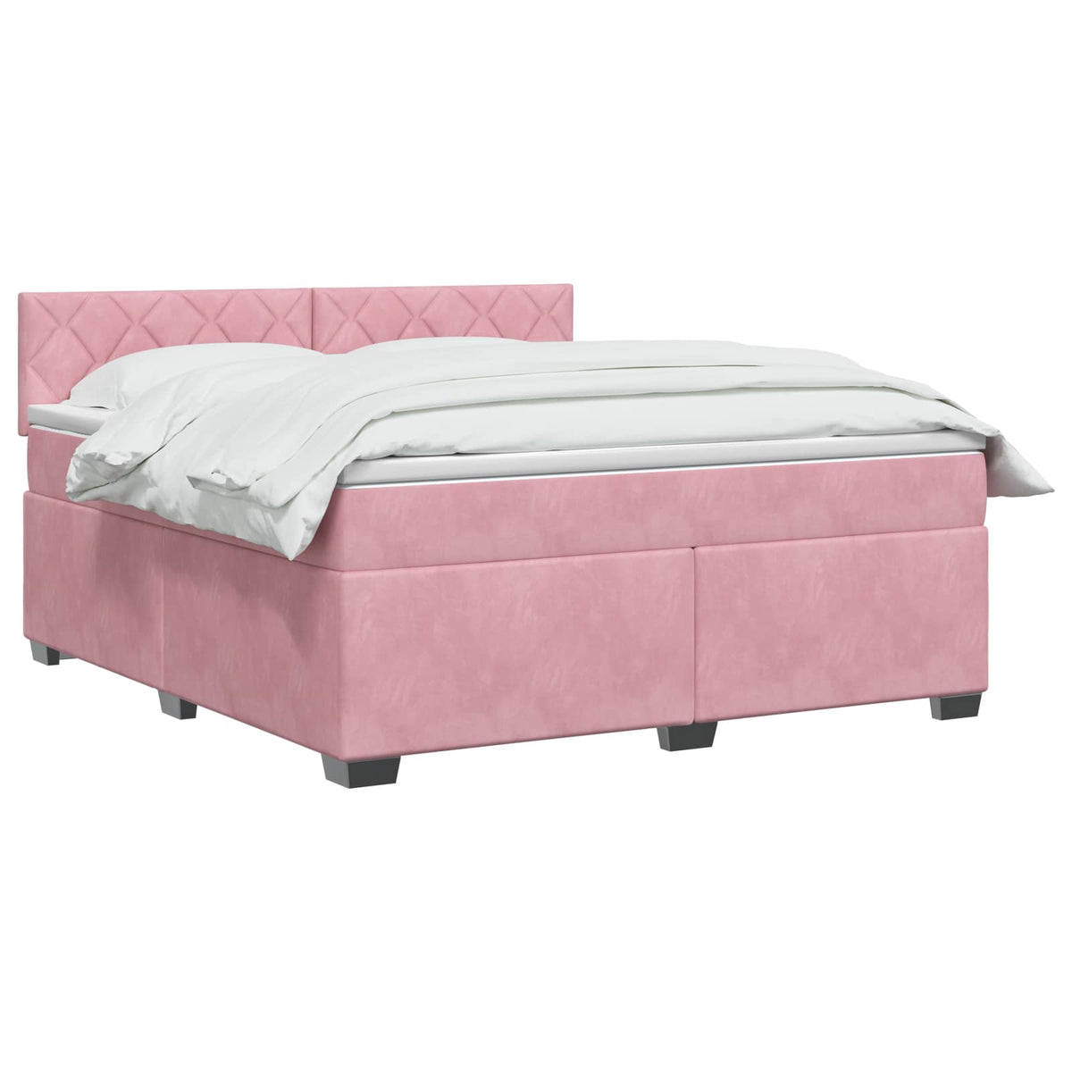 Lit de box spring avec matelas et LED Rose 140 x 200 cm Velours