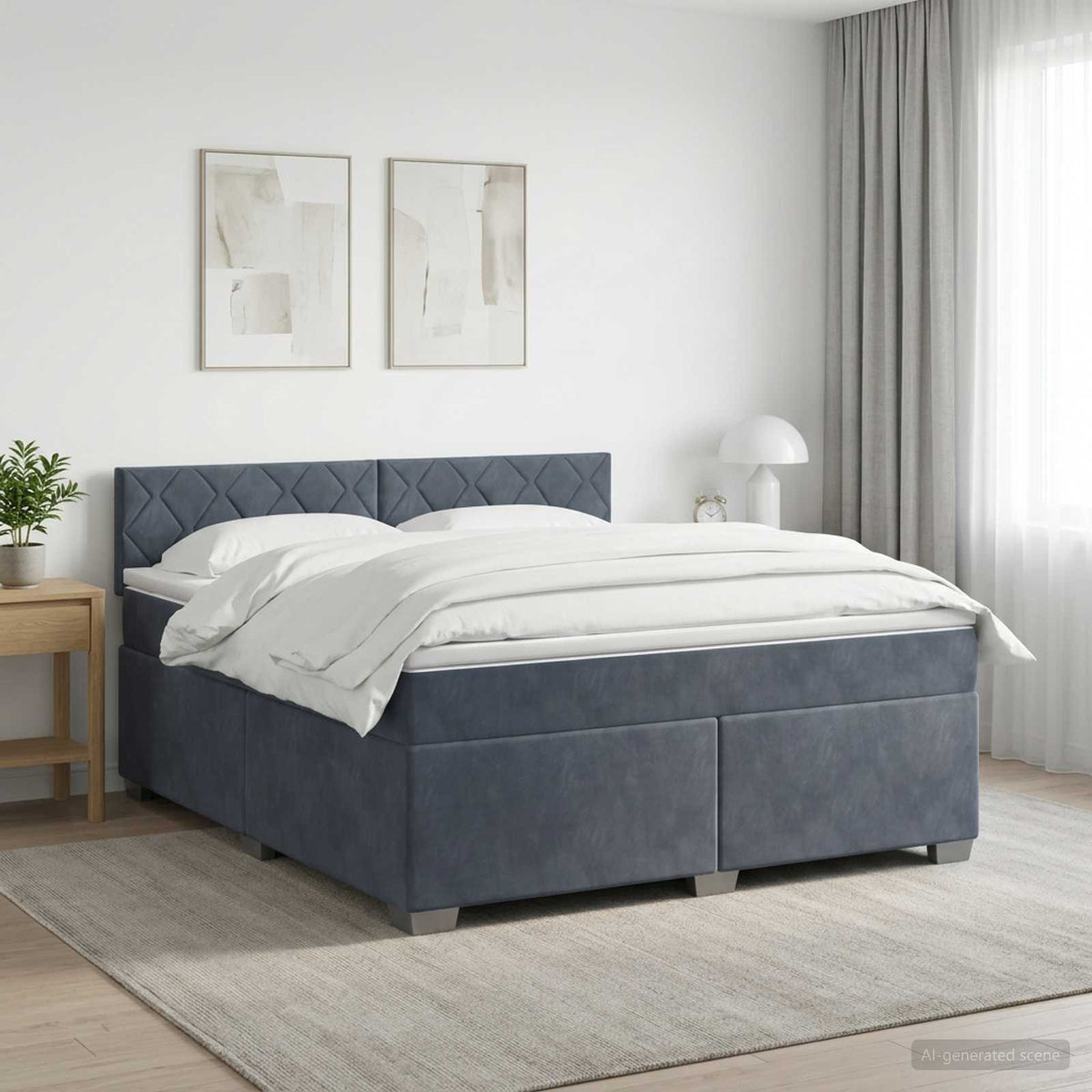 Lit de box spring avec matelas et LED Gris foncé 160 x 200 cm