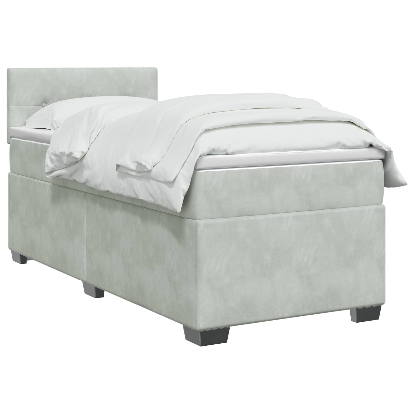 Lit de box spring avec matelas et LED Gris clair Simple Velours - XIOS