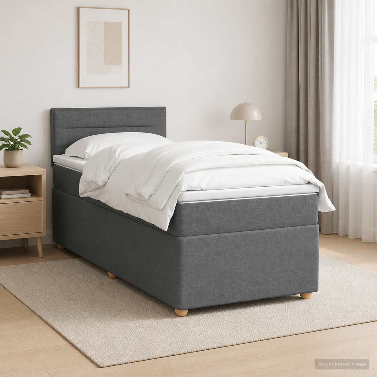 Lit boxspring avec matelas Gris foncé 80 x 200 cm Tissu