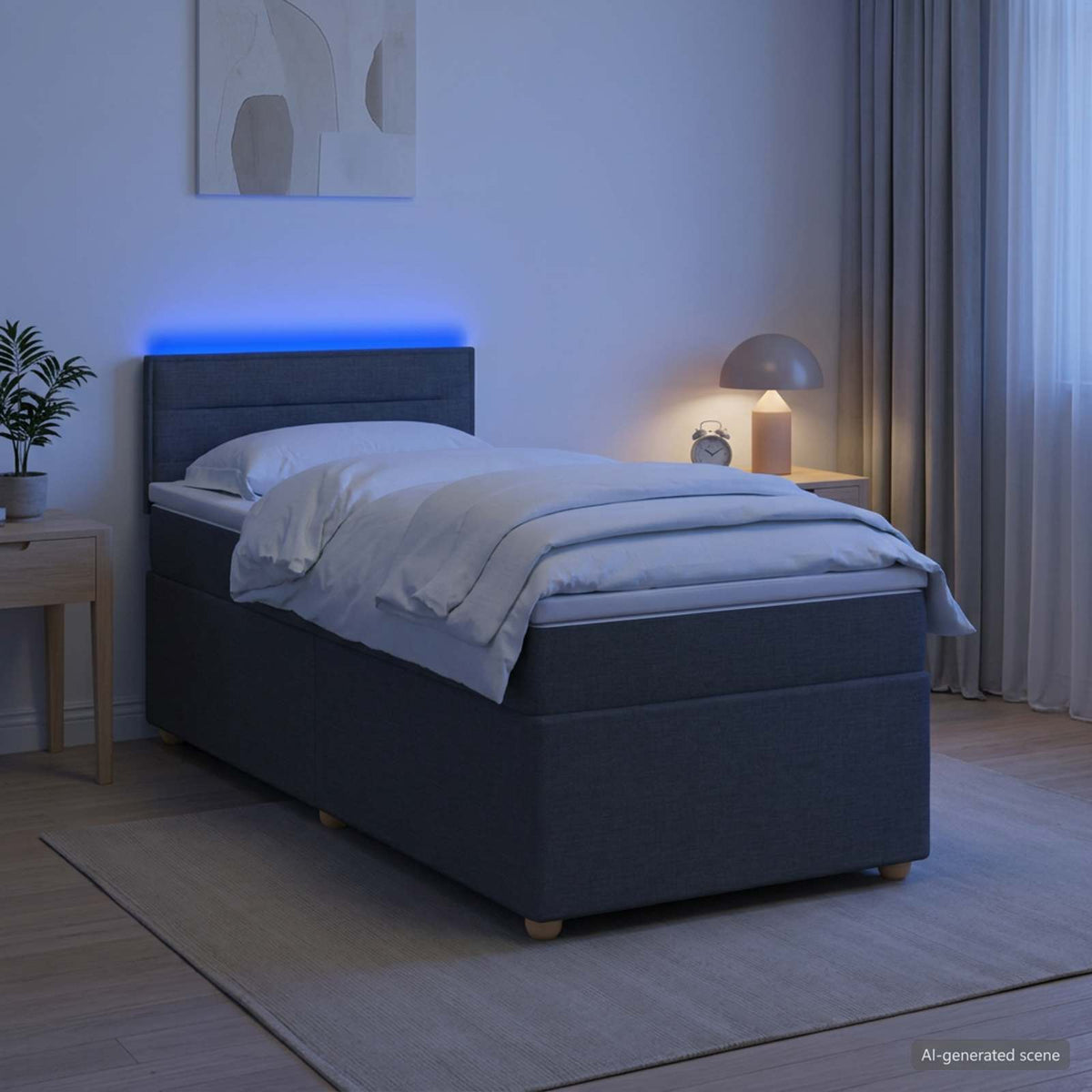 Lit boxspring avec matelas Gris foncé 100 x 200 cm Tissu