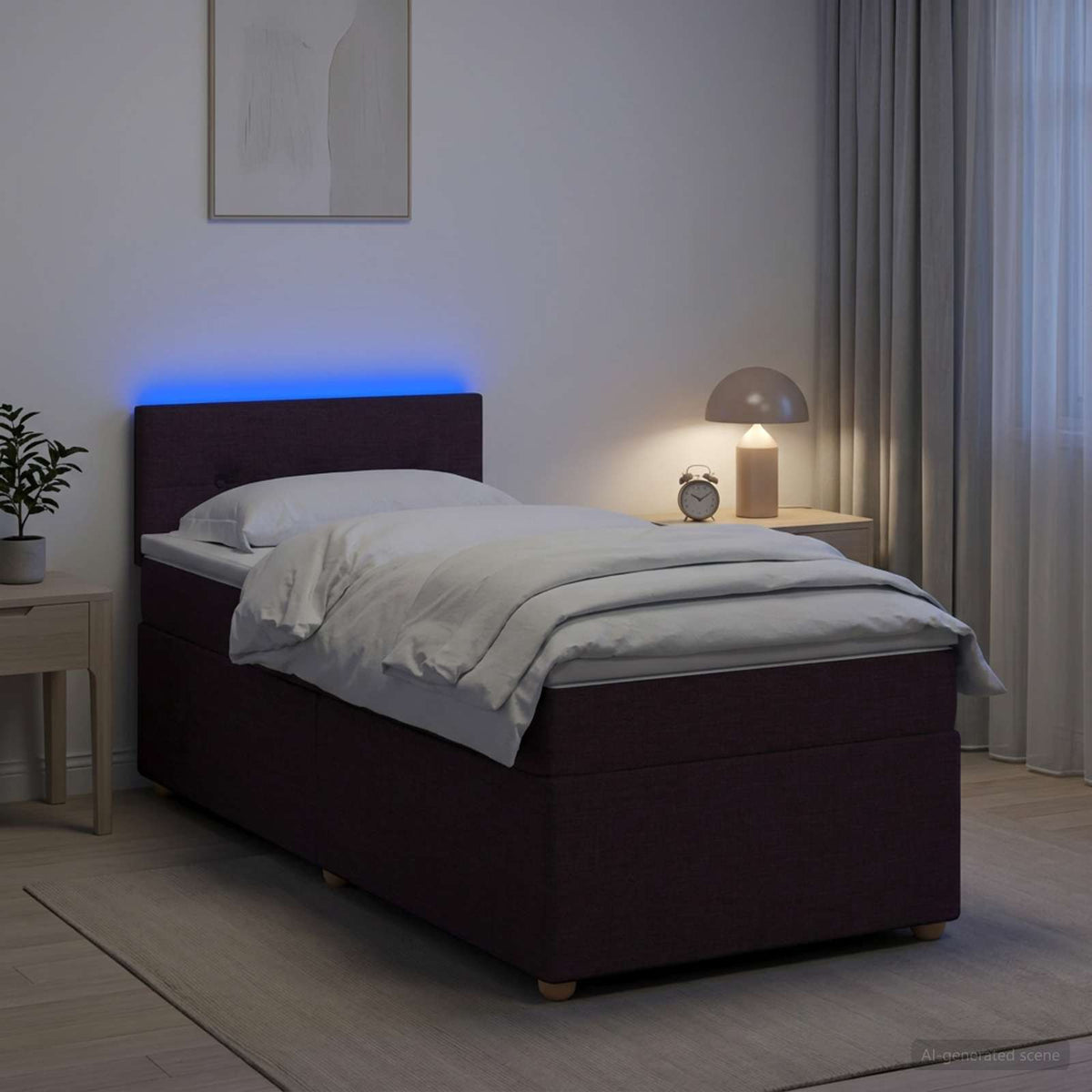 Lit boxspring avec matelas Marron foncé 80 x 200 cm Tissu