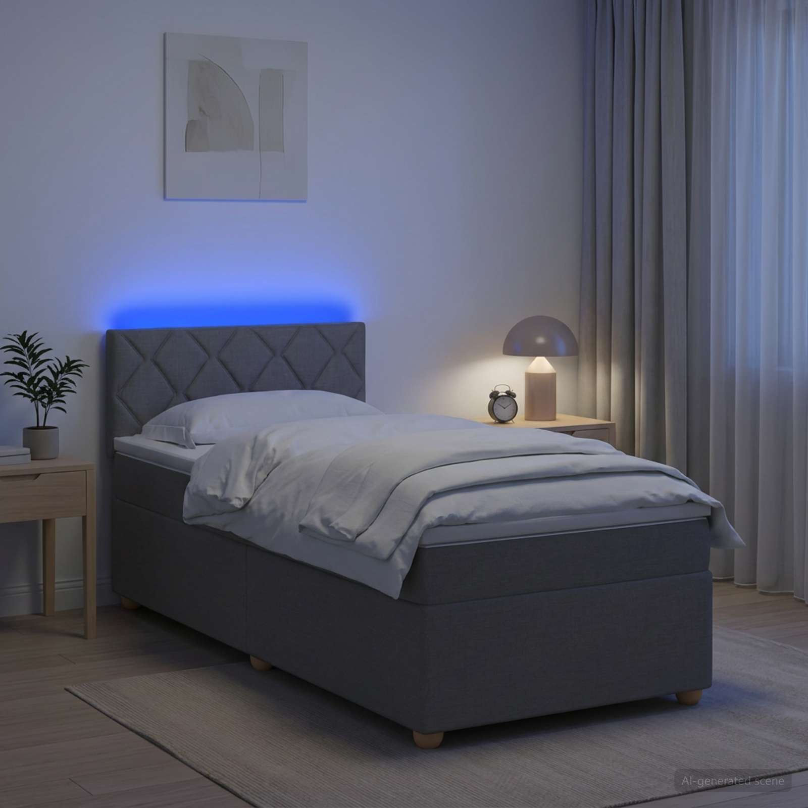 Lit boxspring avec matelas Gris clair 100 x 200 cm Tissu