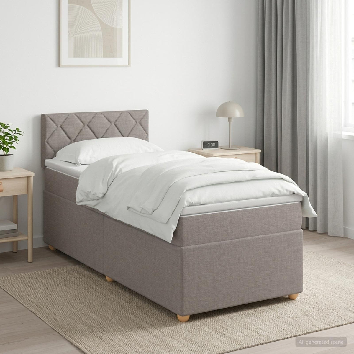 Lit boxspring avec matelas Taupe 80 x 200 cm Tissu