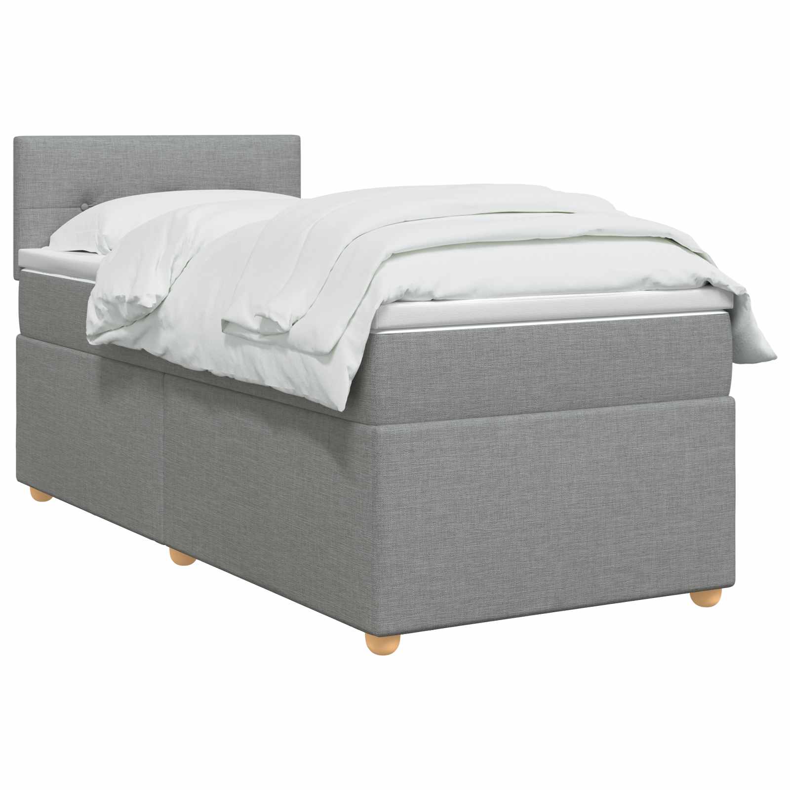 Lit boxspring avec matelas Gris clair 90 x 200 cm Tissu - XIOS