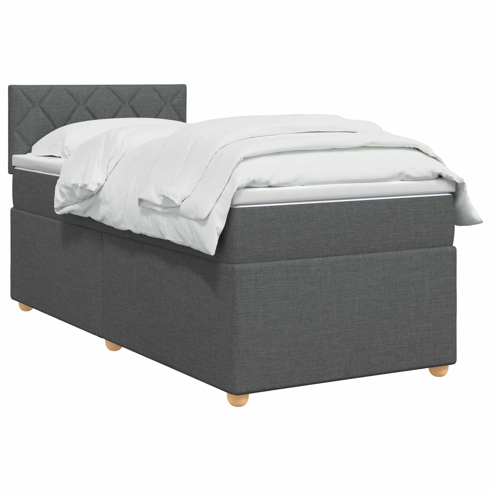Lit boxspring avec matelas Gris foncé 90 x 200 cm Tissu - XIOS