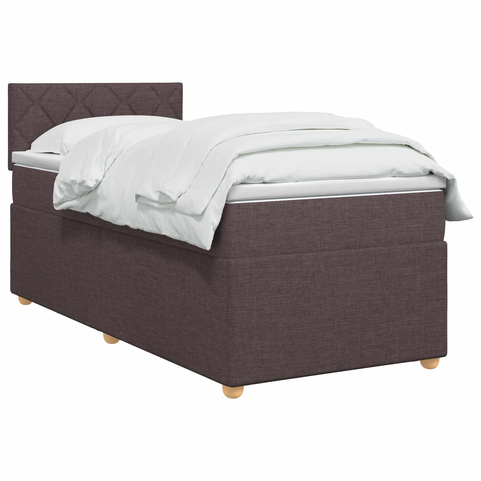 Lit boxspring avec matelas Marron foncé 90 x 200 cm Tissu - XIOS