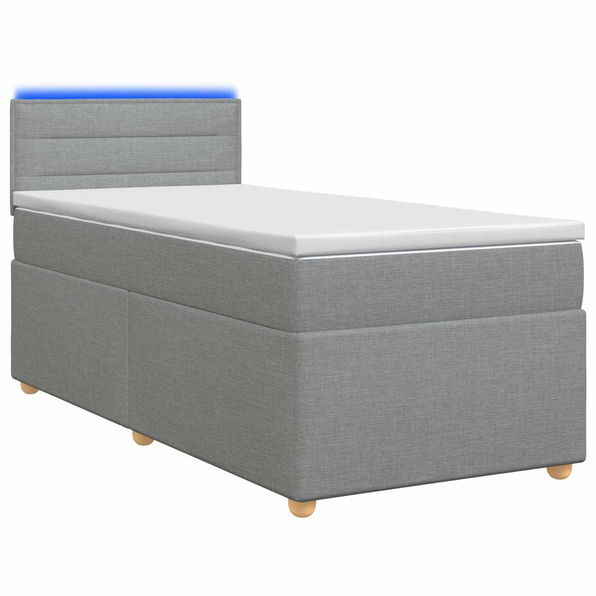 Lit boxspring avec matelas Gris clair 100 x 200 cm Tissu