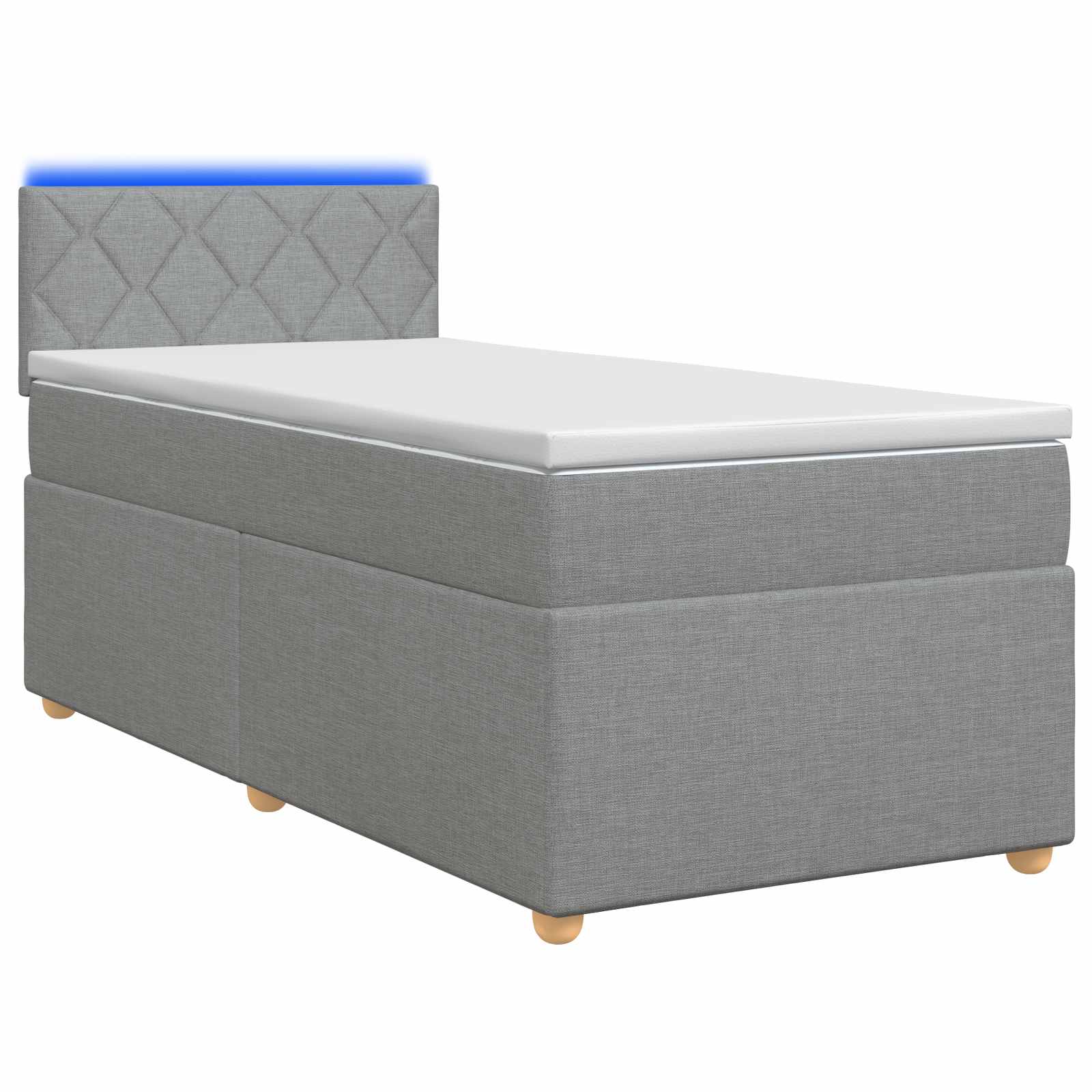 Lit boxspring avec matelas Gris clair 100 x 200 cm Tissu