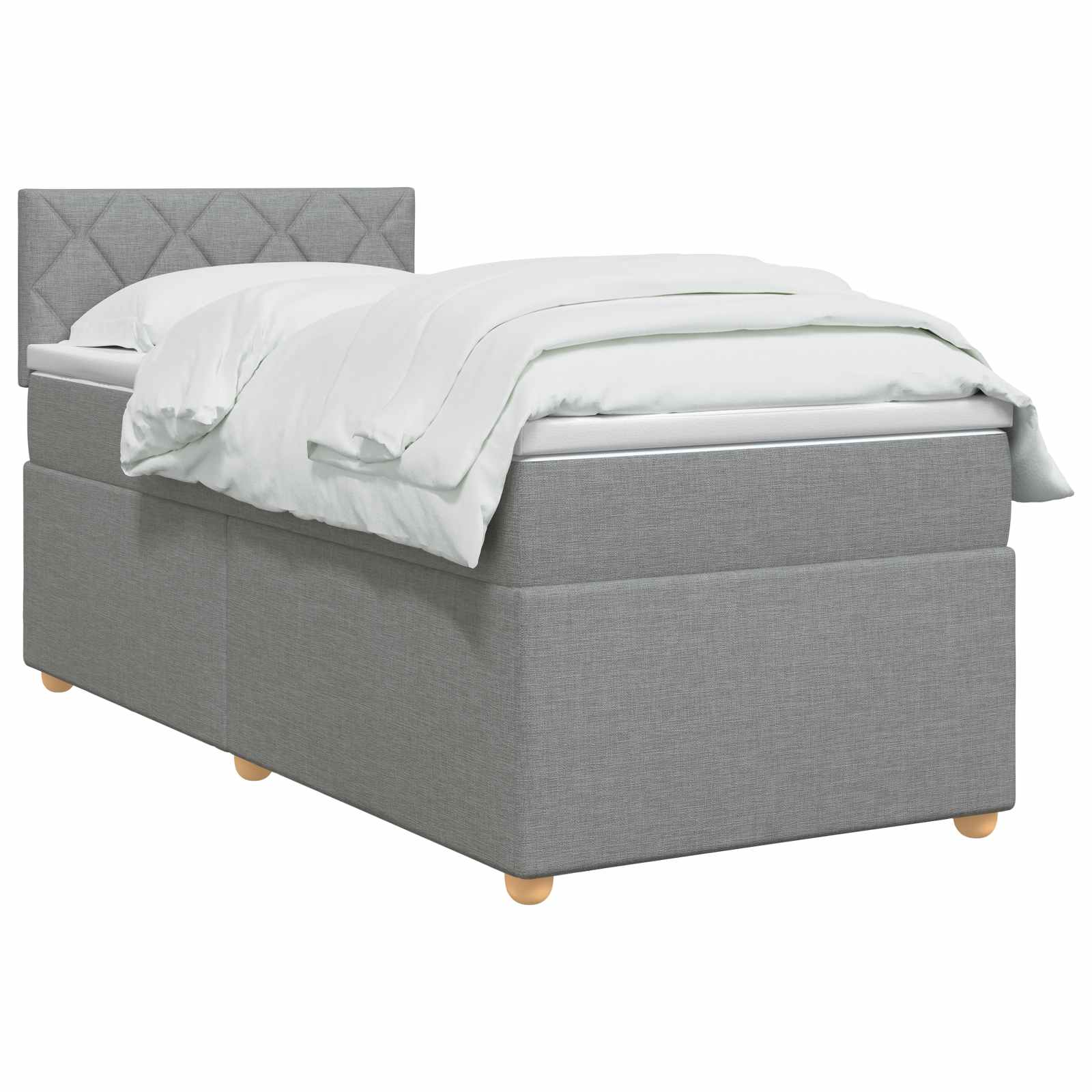Lit boxspring avec matelas Gris clair 100 x 200 cm Tissu
