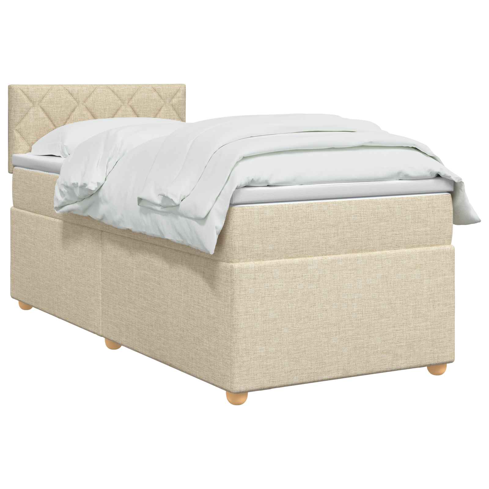 Lit boxspring avec matelas Crème 100 x 200 cm Tissu