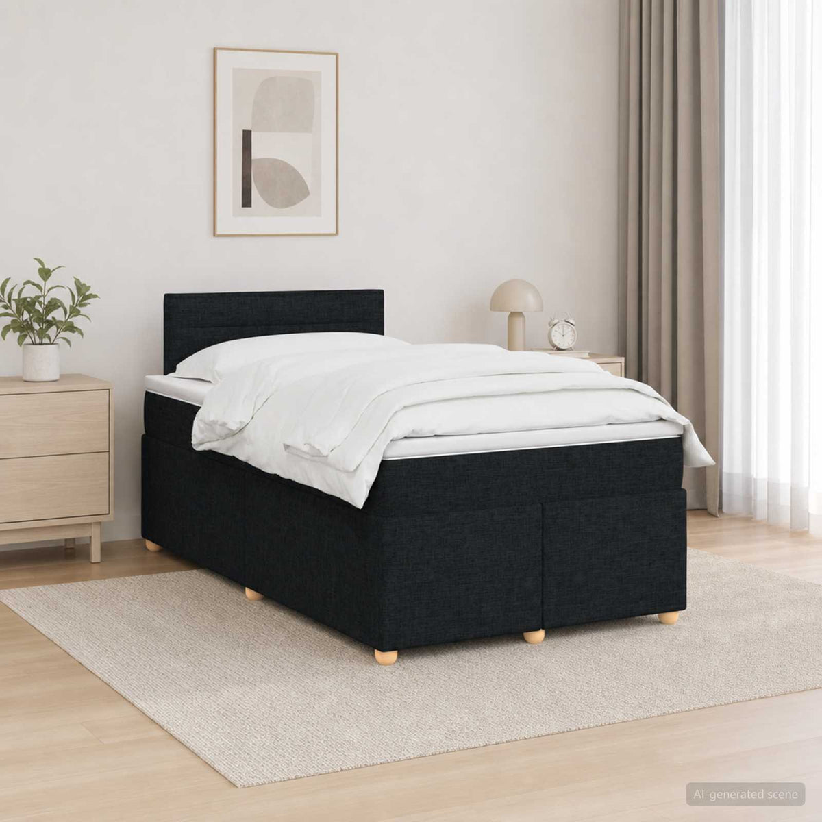 Lit boxspring avec matelas Noir 120 x 190 cm Tissu