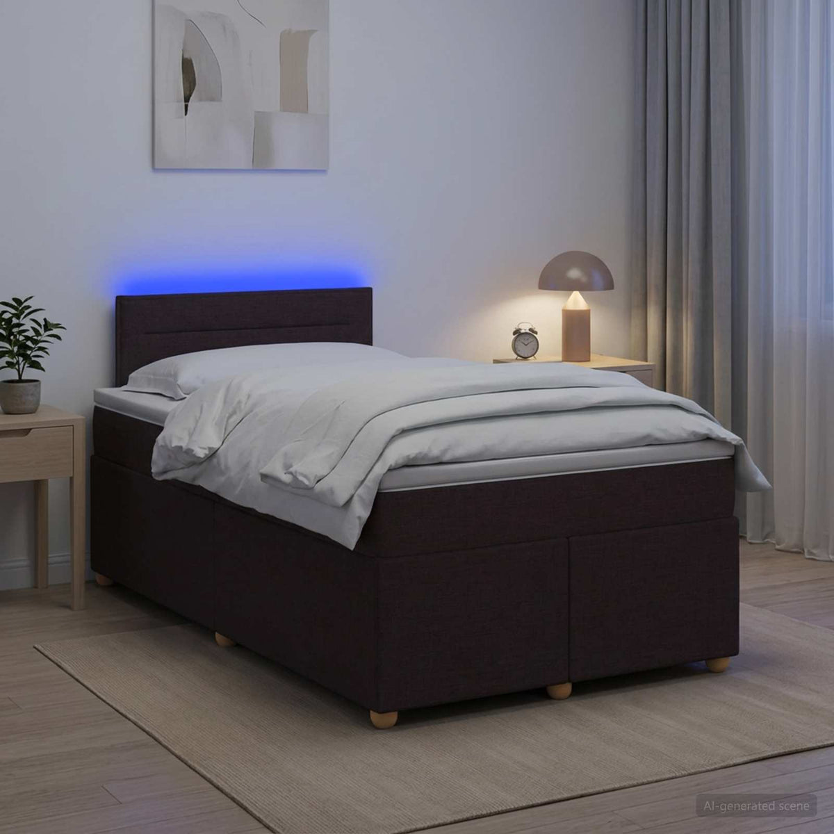Lit boxspring avec matelas Marron foncé 120 x 190 cm Tissu