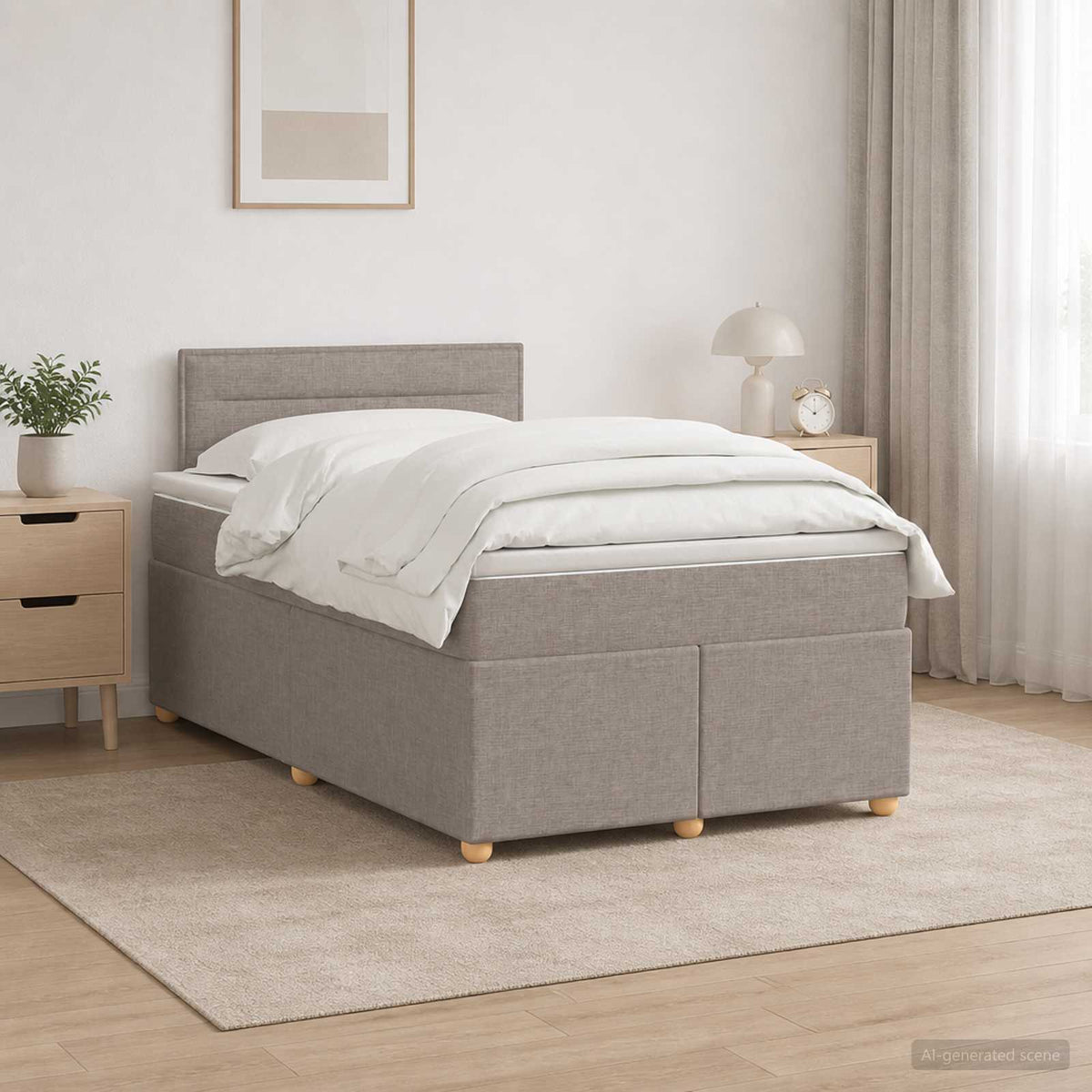 Lit boxspring avec matelas Taupe 120 x 200 cm Tissu